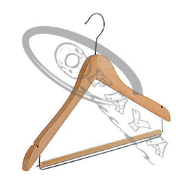 Wooden coat hanger with trouser bar