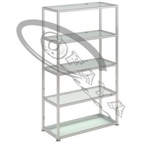 Clothes display stand with glass shelves