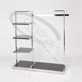 Stainless steel mirror stand with shelves