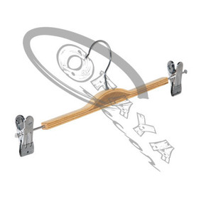 Дървена закачалка за поли и панталони с щипки 