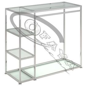 Clothes display stand with glass shelves
