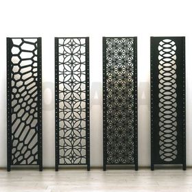 Decorative metal screens and panels produced by laser cutting