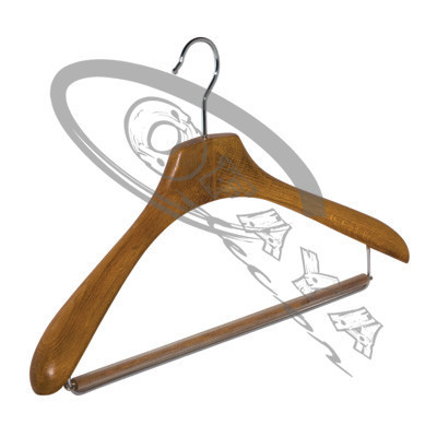 Wide Shoulder Wooden Hanger with Trouser Bar