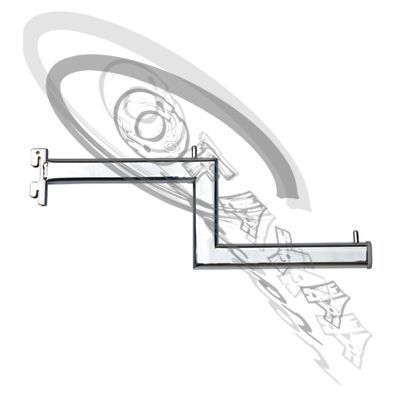 Stepped arm for slotted uprights 