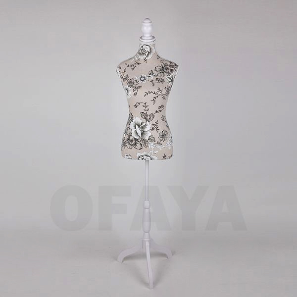 20230 - Mannequin body female dress form rosebuds floral fabric