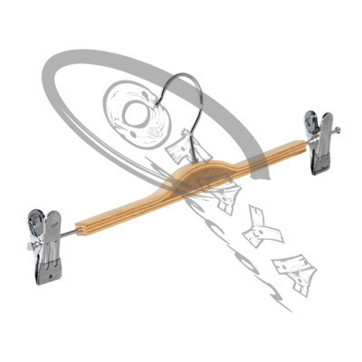 Дървена закачалка за поли и панталони с щипки 