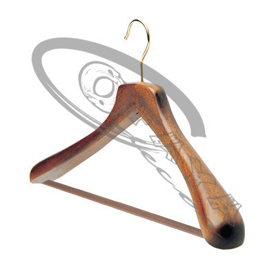 Wide Shoulder Wooden Hanger with Trouser Bar