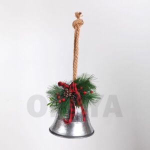 Коледна декоративна сребриста камбанка