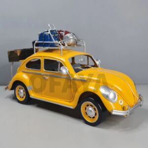 Метален ретро автомобил винтидж жълт VW Beetle